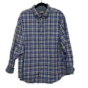 C.E. Schmidt Workwear Blue Gray Plaid Men's 2X Button Down‎ Long Sleeve Shirt